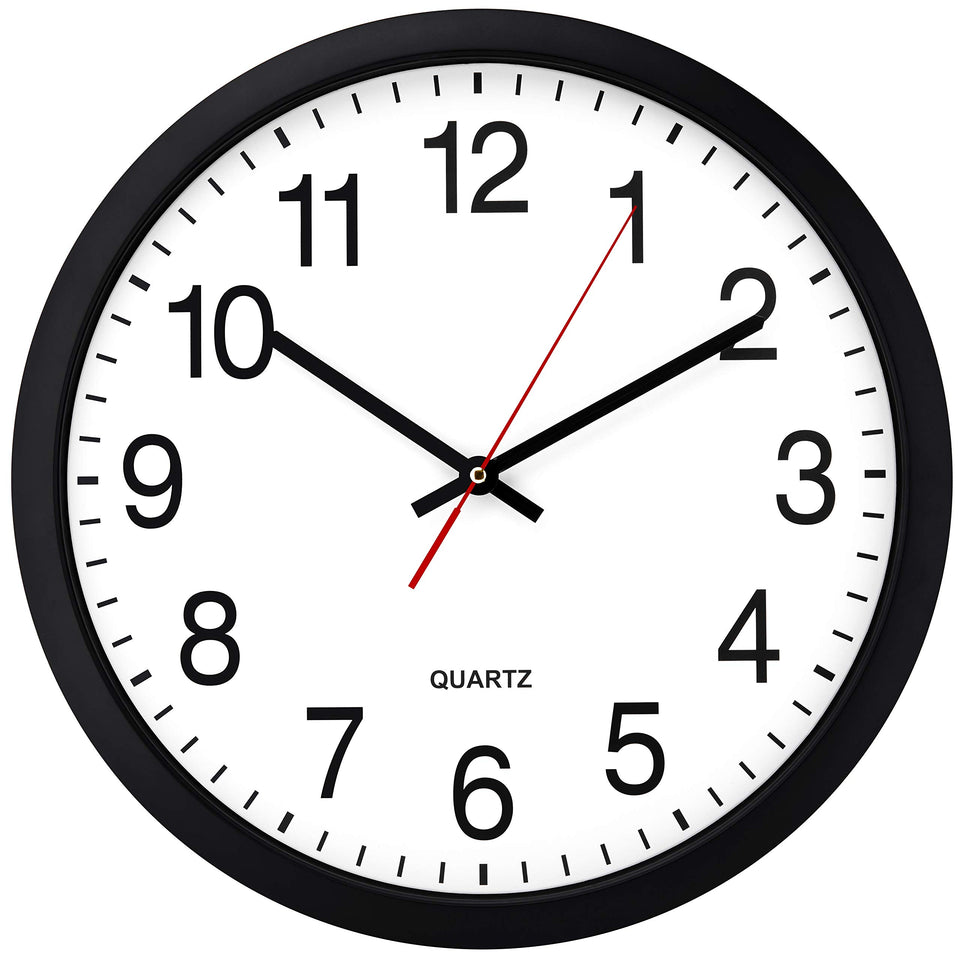 Bernhard Products black wall clock 16 inch face for easy viewing from distance