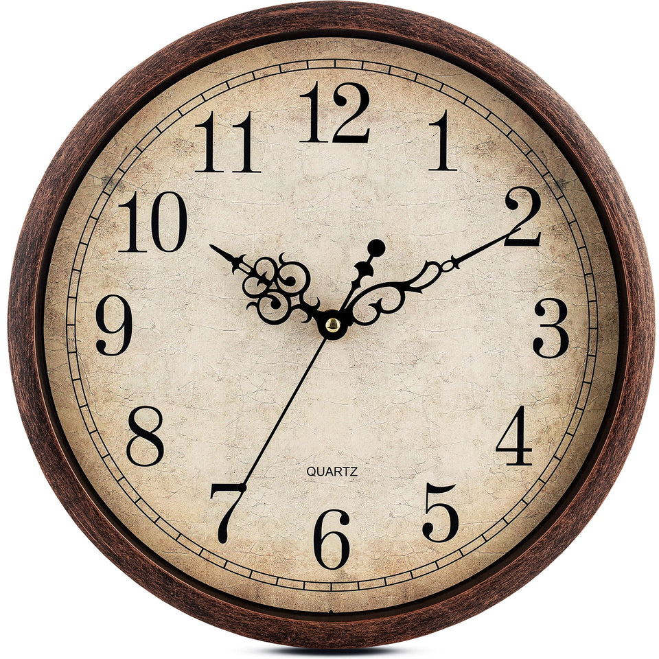 Bernhard Products vintage brown wall clock 12inch with clear dial for easy viewing