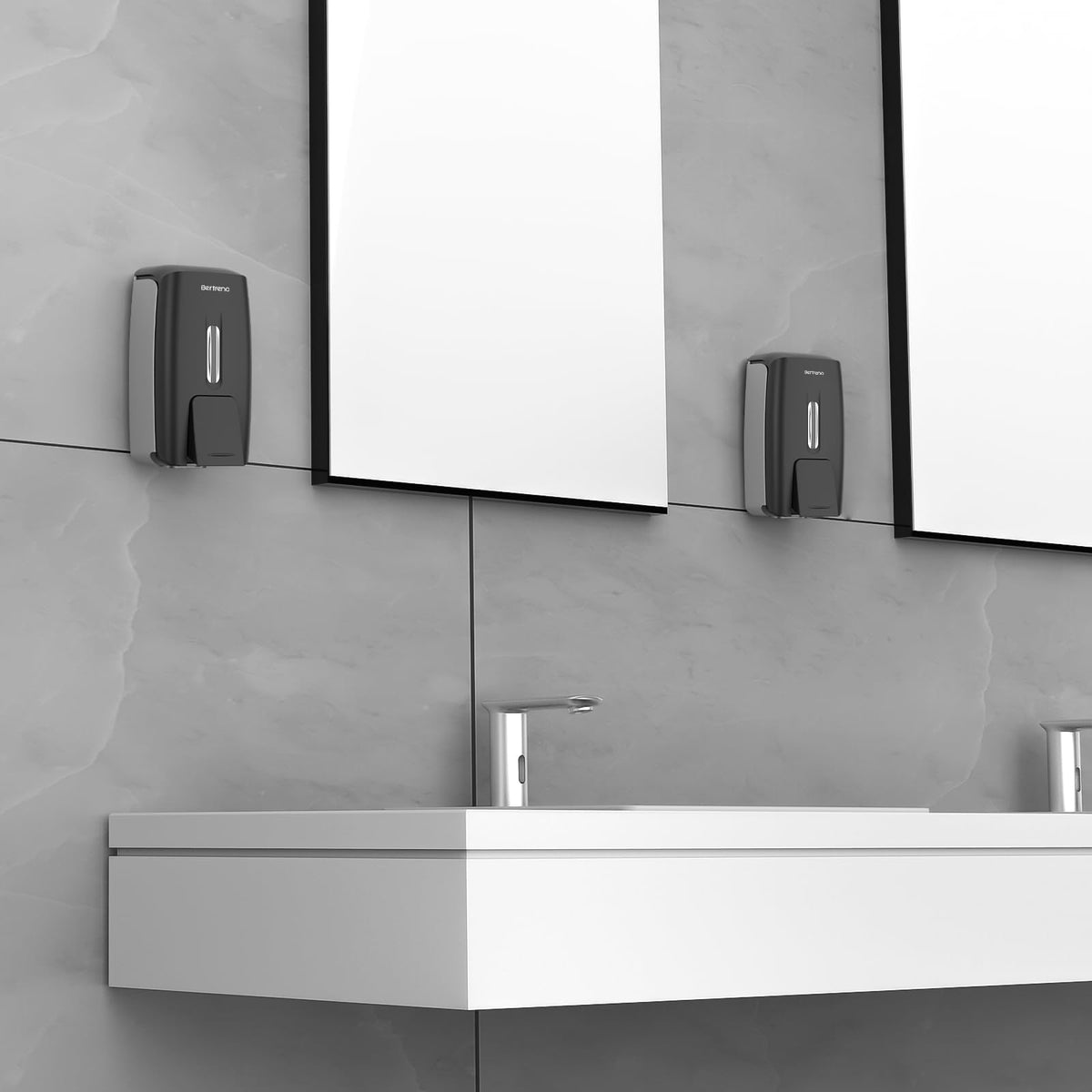 Bertreno black finish complements modern bathrooms and hospitality settings