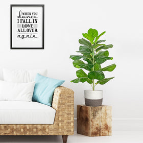 Close up of BESAMENATURE faux Ficus Lyrata leaves showing realistic texture and color.