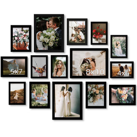 BESCRCL 15-pack real glass frames on wall for a cohesive gallery.