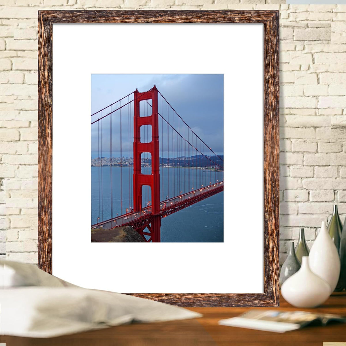 BESCRCL brown frame with mat showcases 11x14 photos for elegant wedding portraits.