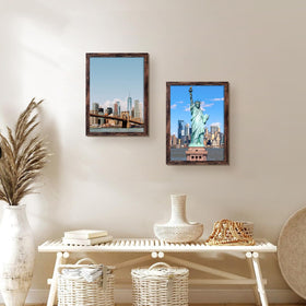 BESCRCL 19x27 brown frame hanging setup ready for wall mounting