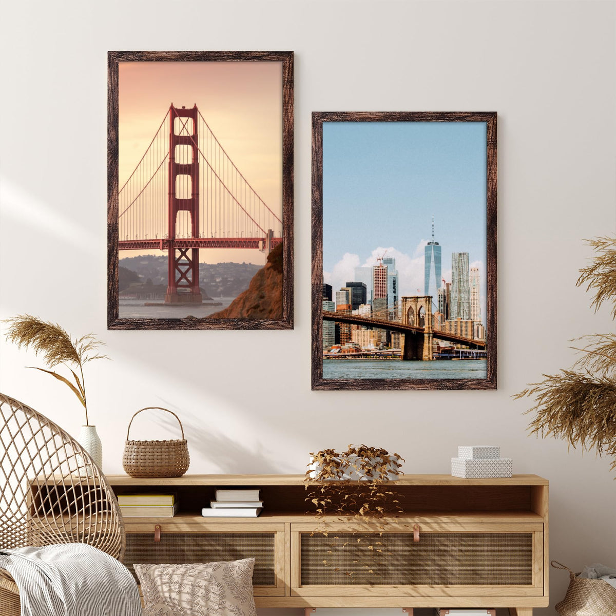 Family portrait displayed in BESCRCL 20x30 frame with warm brown tone