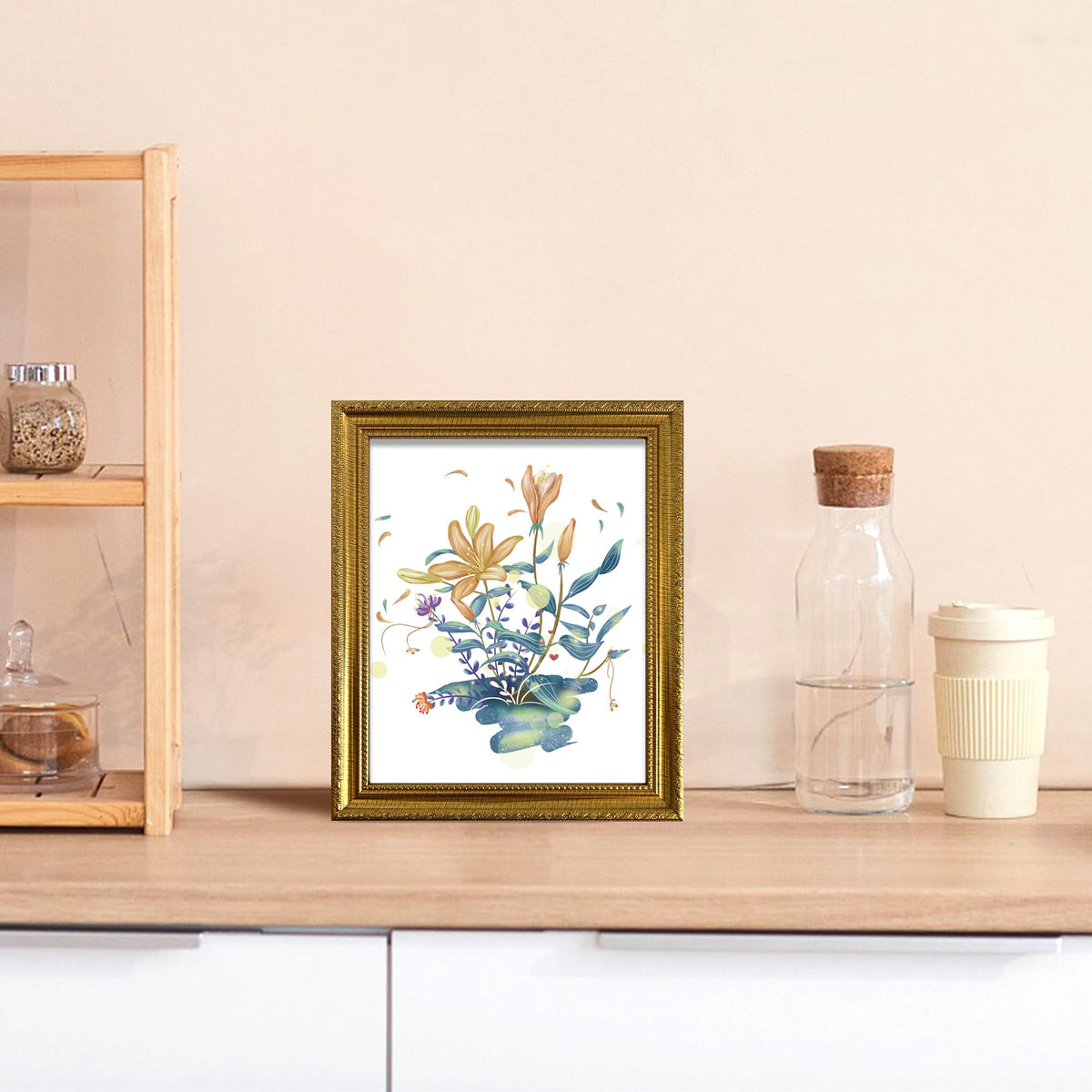 BESCRCL 8x10 gold frame featuring real glass to protect memories.
