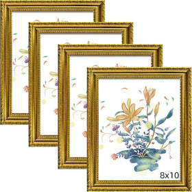 BESCRCL ornate gold 8x10 frame for wall or tabletop display with real glass.