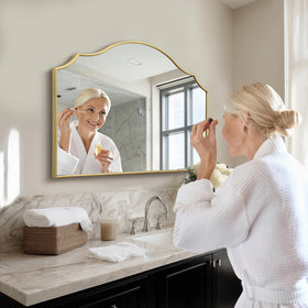 Besdomus Gold Scalloped Mirror for dressing table offers clear reflections