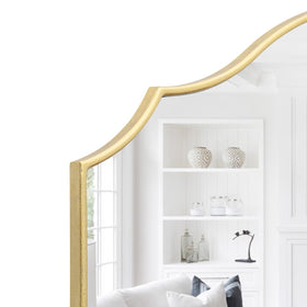Besdomus Gold Scalloped Mirror over entry console brightens entryways