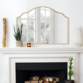 Besdomus Gold Scalloped Mirror in living room enhances minimalist decor