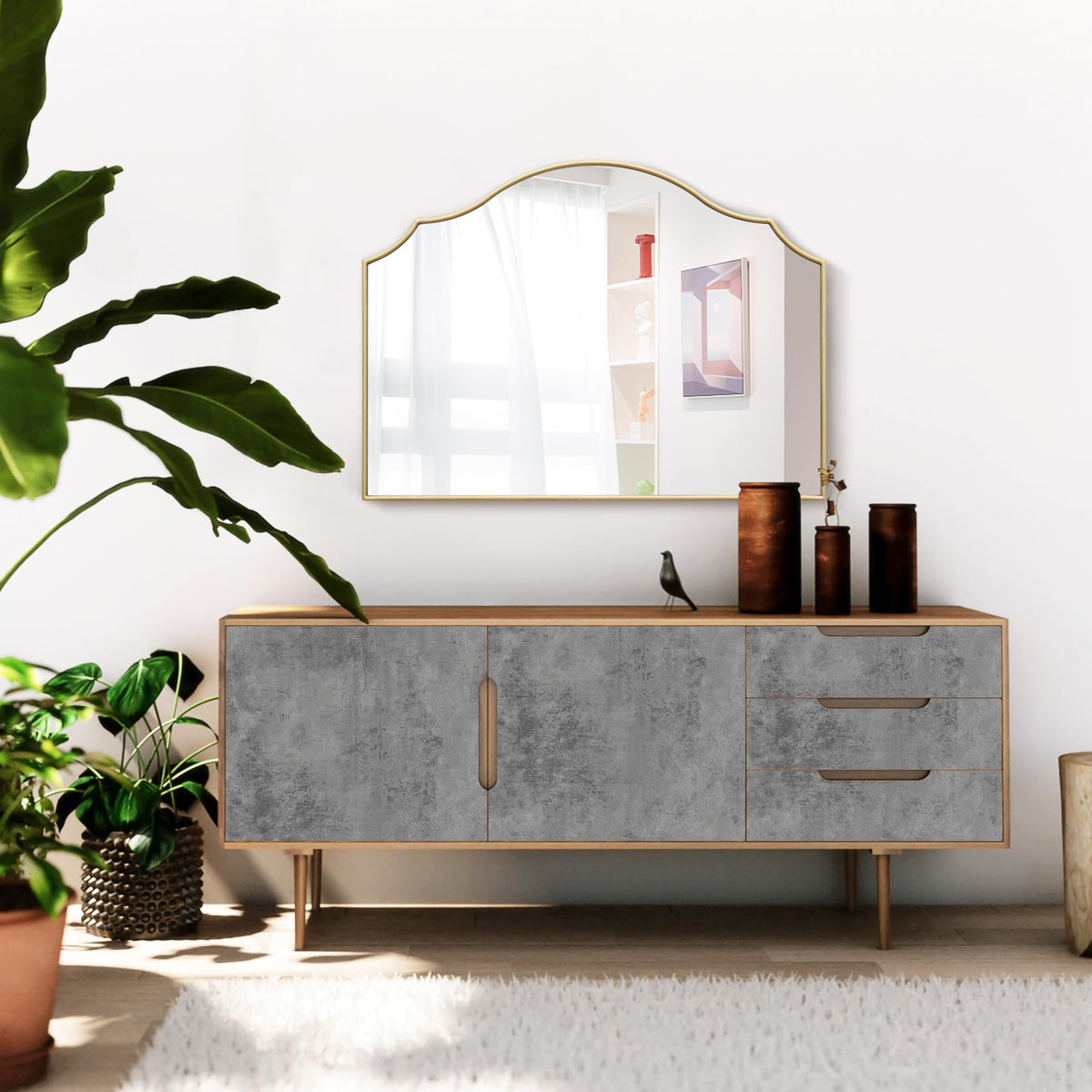 Besdomus Gold Scalloped Mirror packaging protects during transit