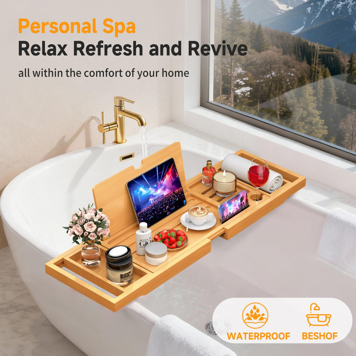 BESHOF fully-assembled design saves setup time before a soothing soak