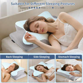 Bespillow armrest area enables free arm positioning for side sleeping.