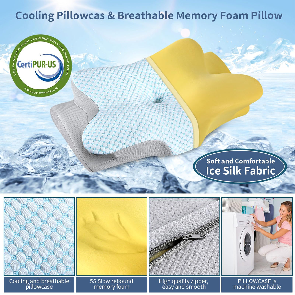 Bespillow butterfly design contour supports neck comfort and pressure relief.