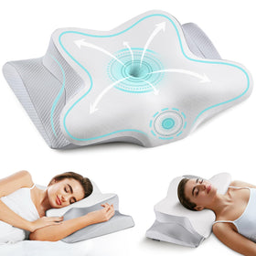 Bespillow butterfly-design neck pillow provides targeted side-sleeper support.