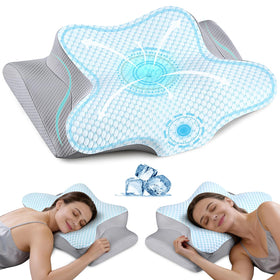 Bespillow cervical neck pillow with ergonomic side-sleeper design offering neck support.