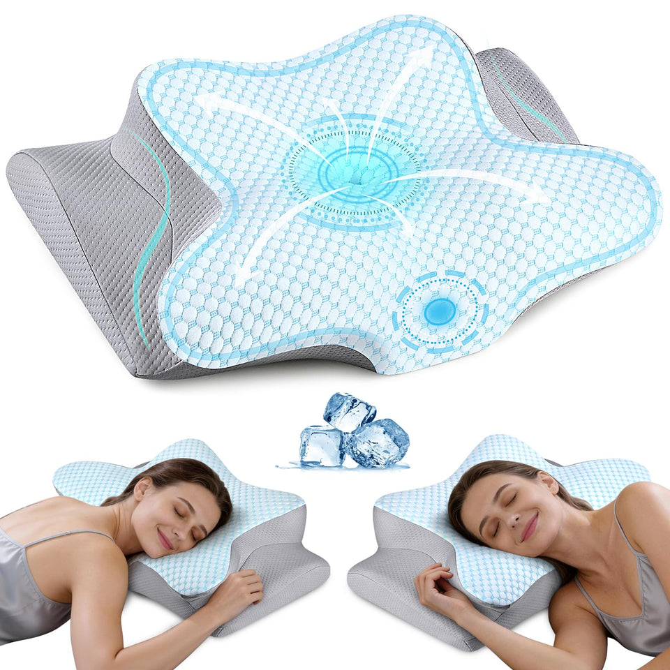 Bespillow cervical neck pillow with ergonomic side-sleeper design offering neck support.