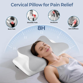 Bespillow cervical neck pillow side-sleeper angled-foam demonstrates targeted support for side sleeping.