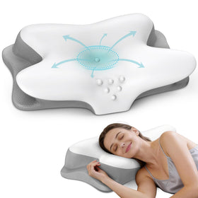 Bespillow cervical pillow with ergonomic butterfly design supports neck and shoulders