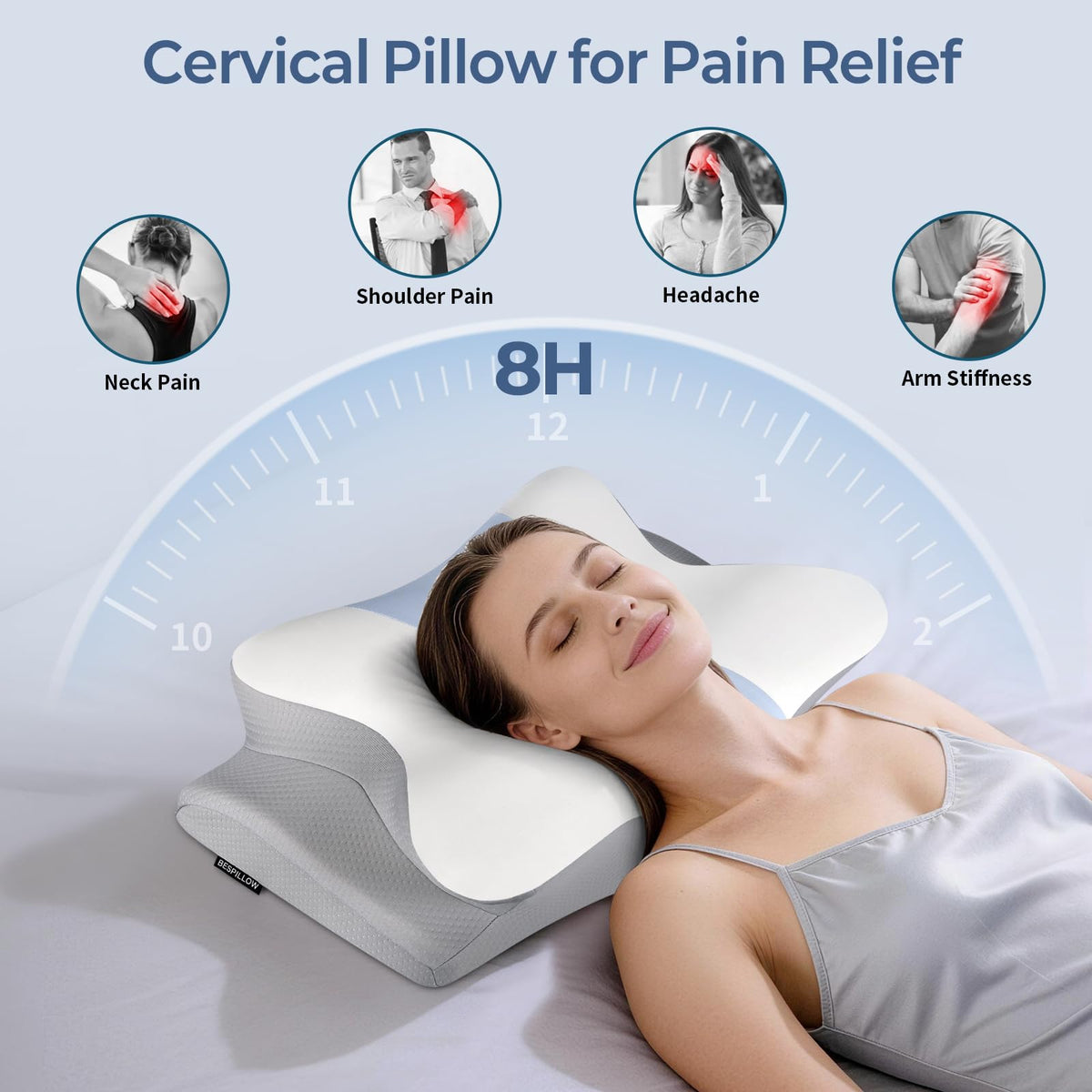 Bespillow memory foam pillow provides orthopedic comfort for restful nights