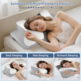 Bespillow multi-position pillow supports side, back, and stomach sleepers for versatility