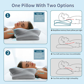 Removable machine-washable cover keeps the pillow clean and fresh between uses.
