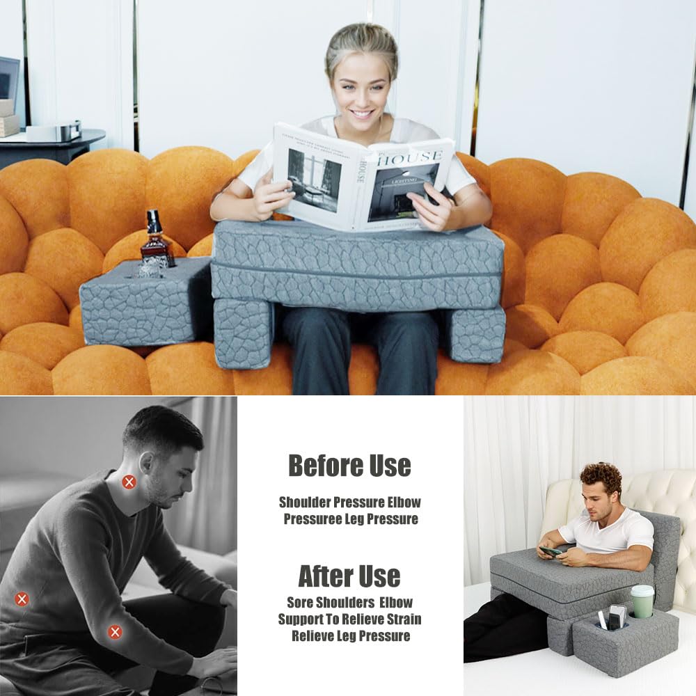 Bespilow extra-large gaming pillow provides comfortable arm support.