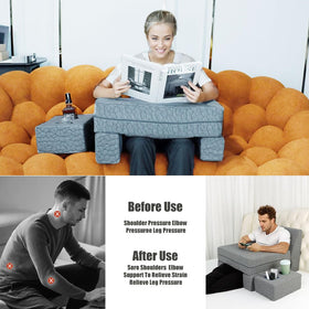 Bespilow extra-large gaming pillow provides comfortable arm support.