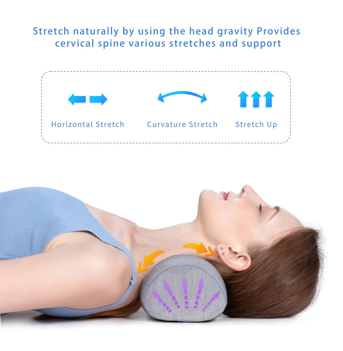 Bespilow round bolster memory foam top provides plush comfort for back sleepers.