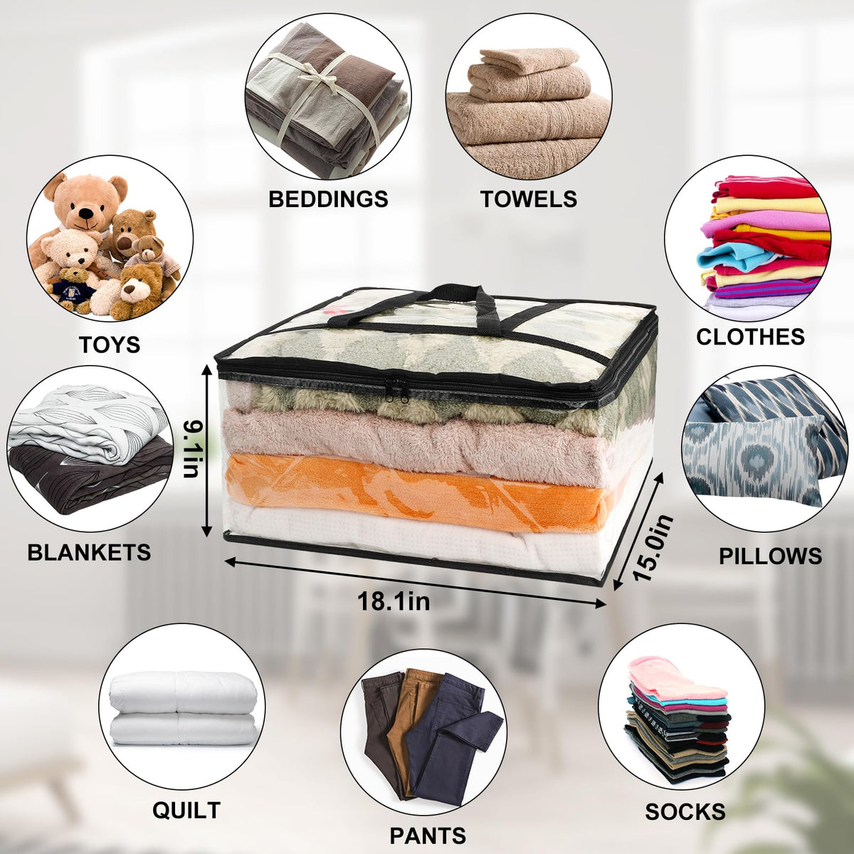 Besslly 40L capacity bags maximize closet space while keeping bedding organized