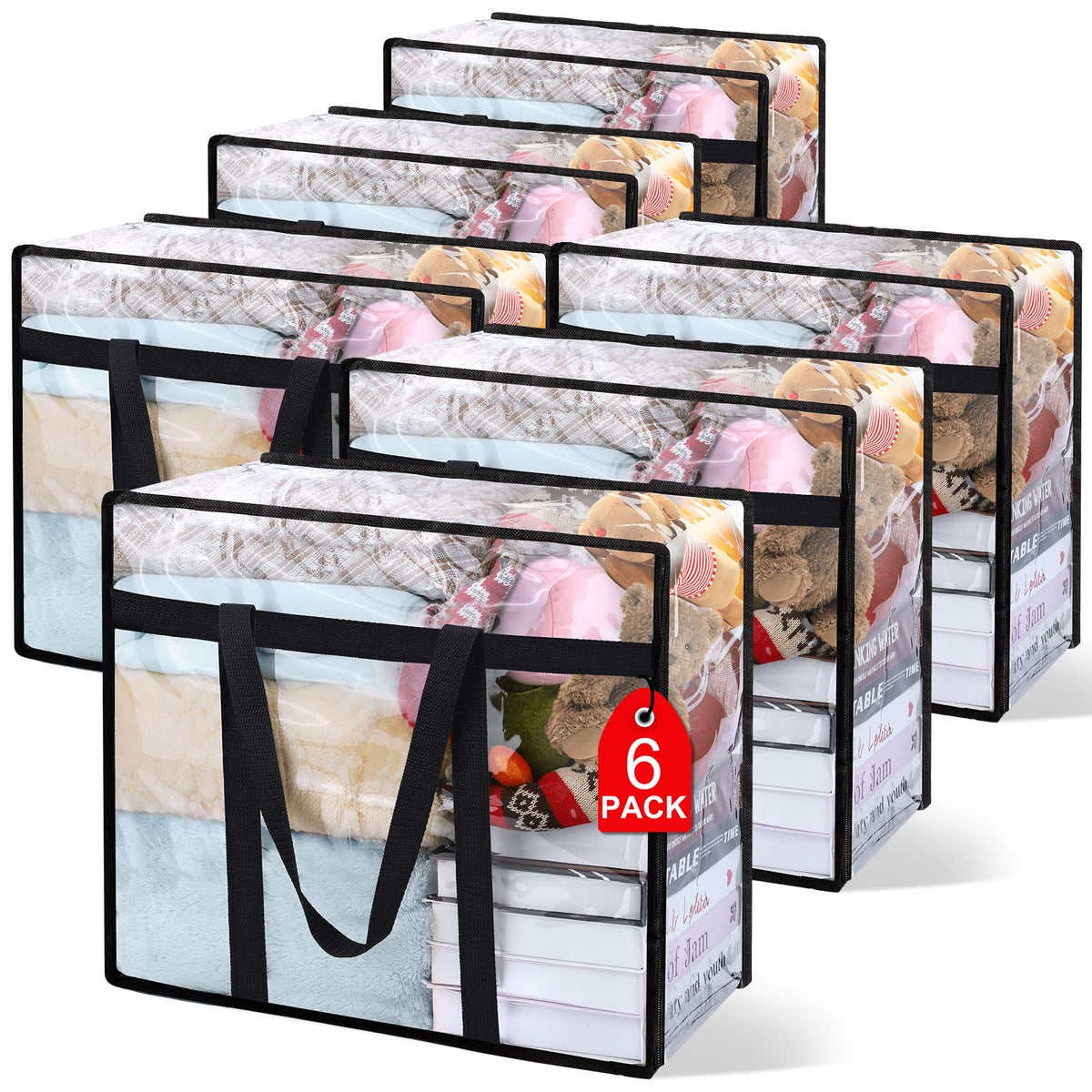 Besslly 6Pack Clear Blanket Storage Bags offering quick visibility for seasonal textiles