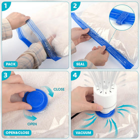 Besslly vacuum seal features double-zip and turbo valve for secure seal.