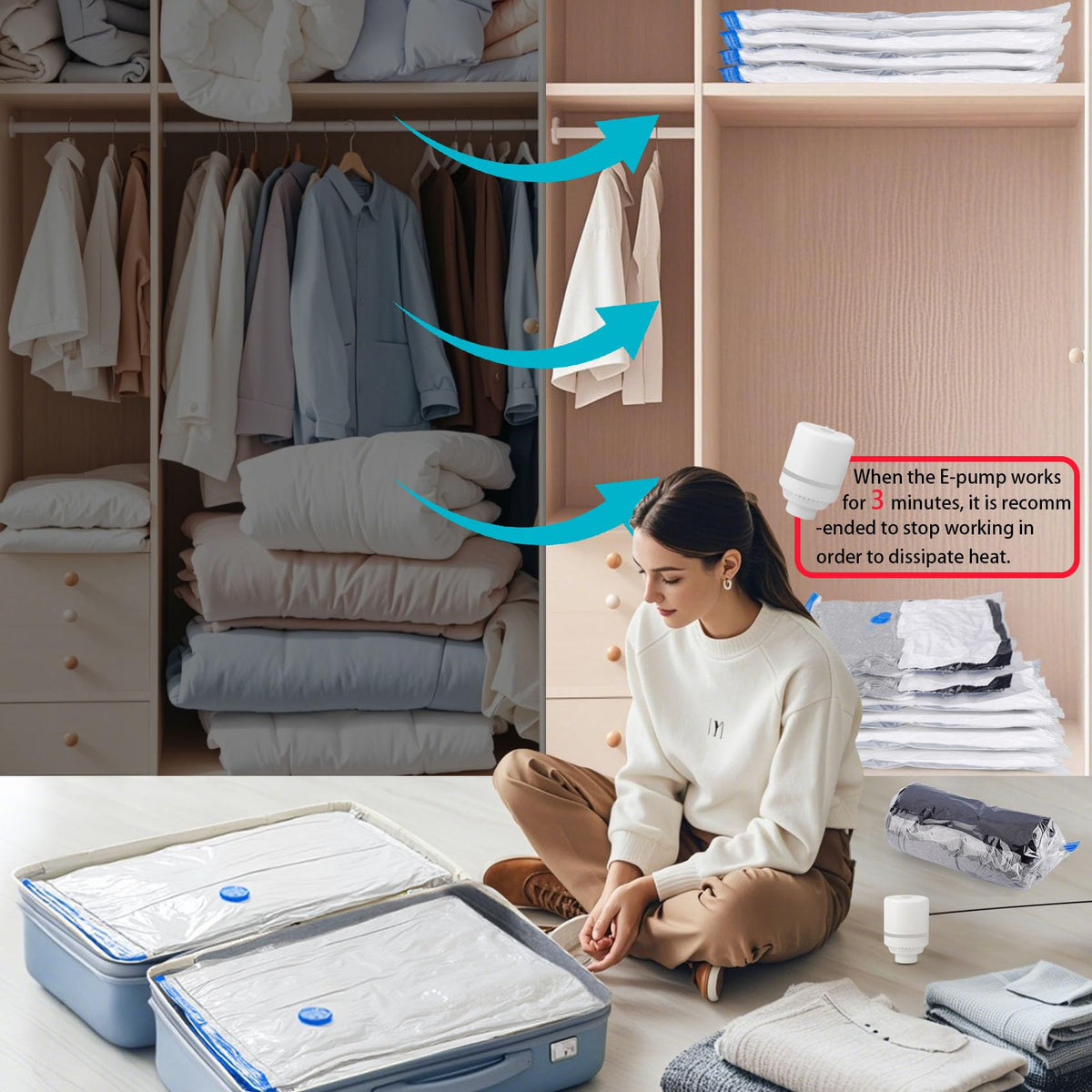 Besslly large and medium bags help organize wardrobes efficiently.