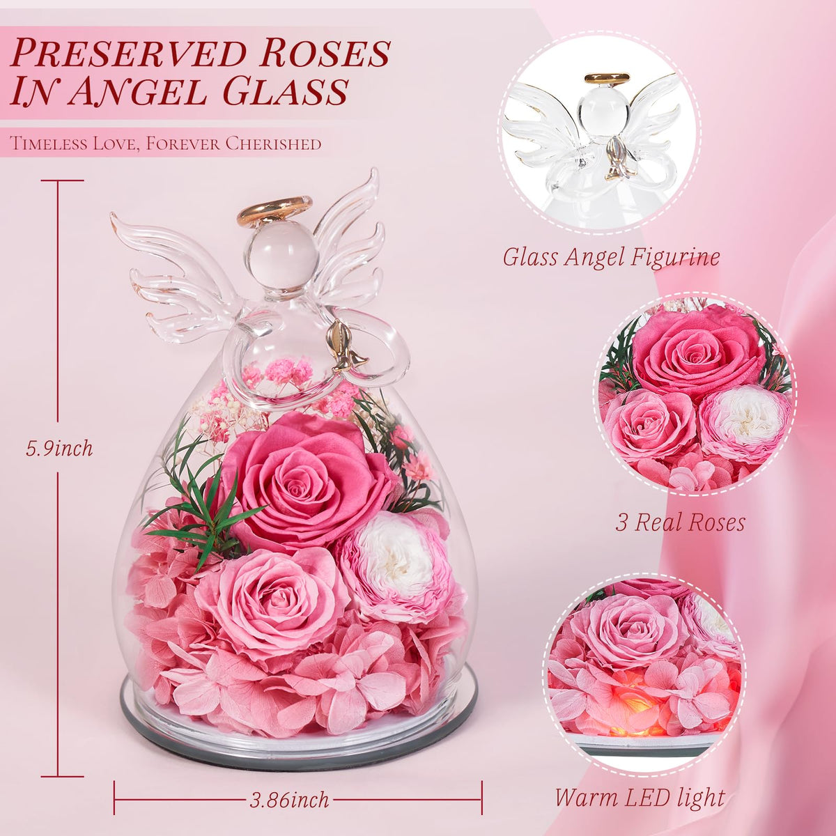 Bessol angel dome with LED light for cozy bedside ambiance