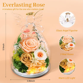 Bessol angel figurine gift box accompanying an eternal rose keepsake.