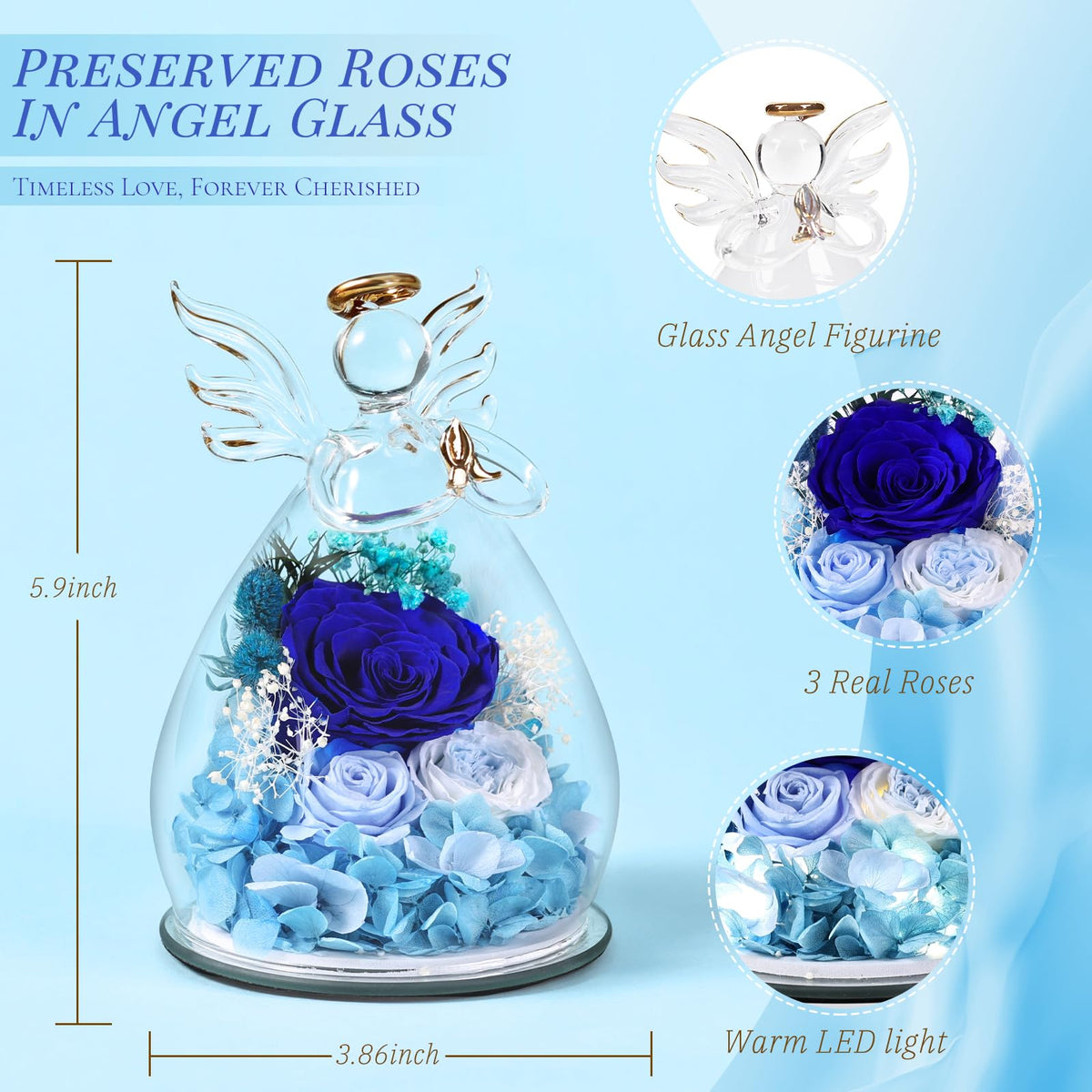 Bessol glass angel rose figurine serves as a timeless keepsake centerpiece.