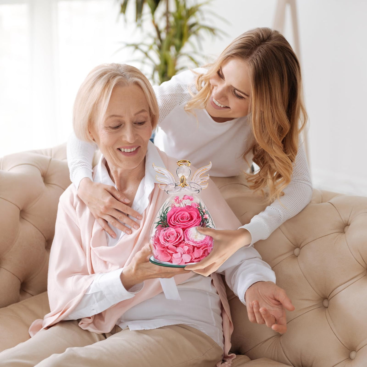 Bessol handcrafted angel rose dome as a unique keepsake