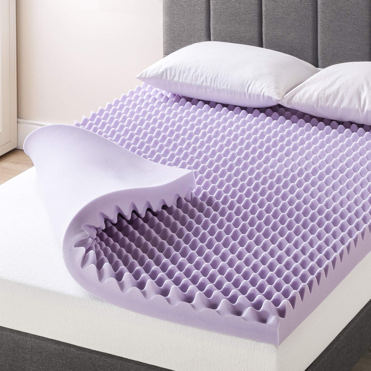 Best Price Mattress 4-inch egg crate topper improves airflow for cooler sleep.