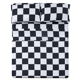 Best Season bed sheet set full flat sheet 81in x 96in shows plaid pattern for a crisp look