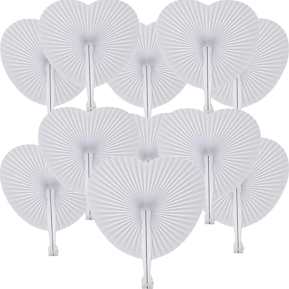 Bestage heart accordion white fan folded, portable for events.