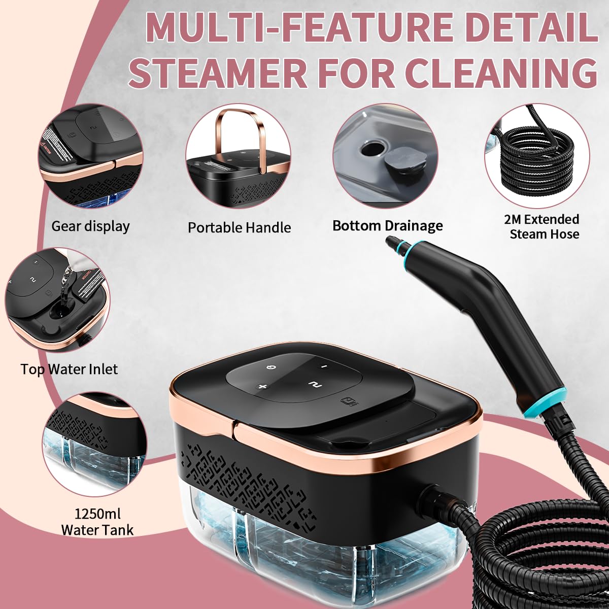 Bestbuy8 steam cleaner with a 42oz tank for long cleaning sessions.