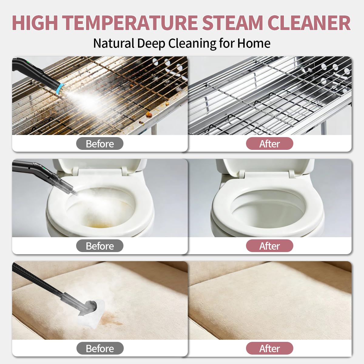Bestbuy8 steam cleaner long hose and cord for reach.