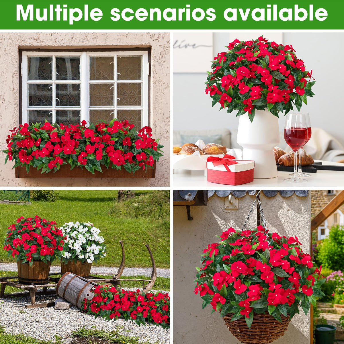 Besteek 5-pack outdoor flowers bundle with 15.74 inch length.