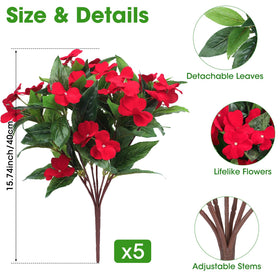 Besteek artificial impatiens stems with wire for adjustable arrangement.
