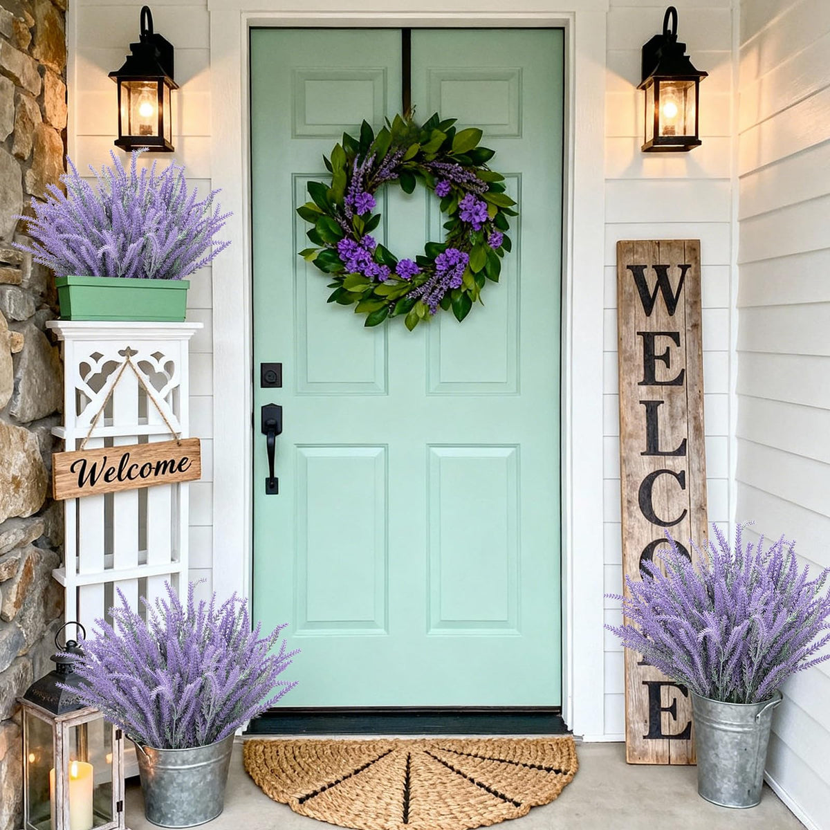 Besteek artificial lavender garden decor for indoor and outdoor spaces.