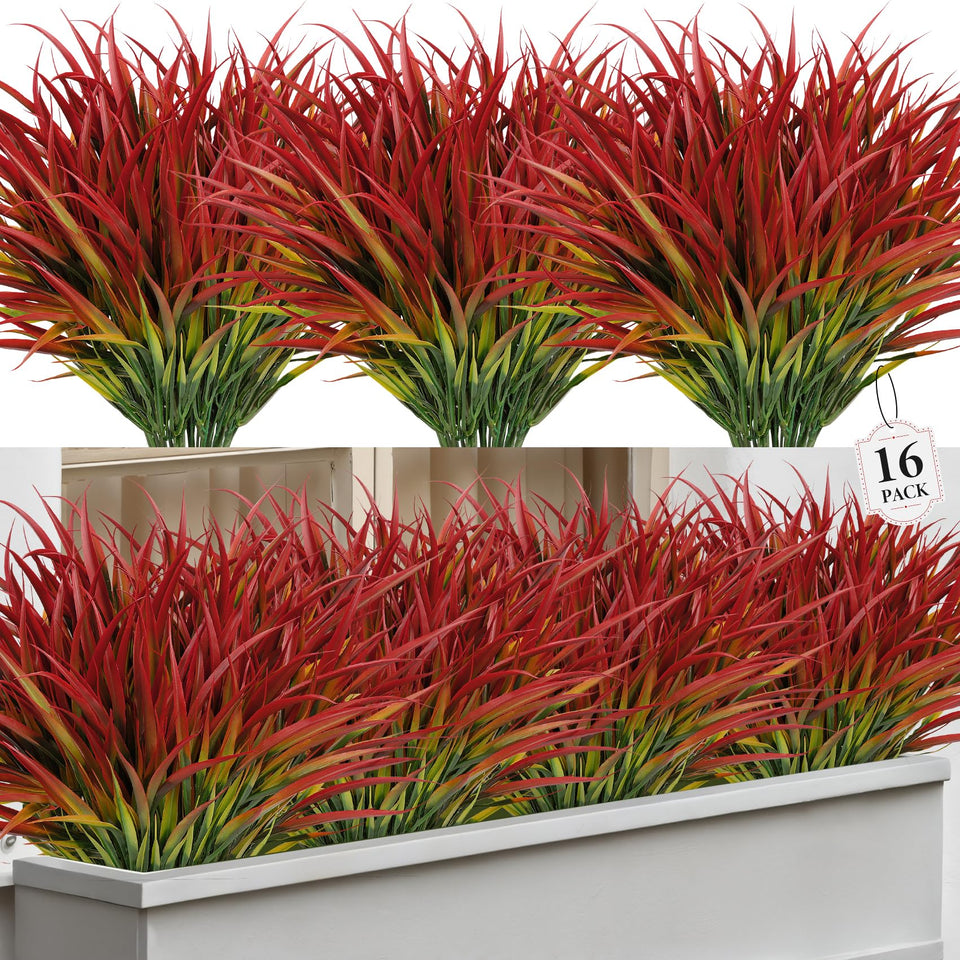 Besteek outdoor artificial plants 16-pack with 15 inch stems for easy styling