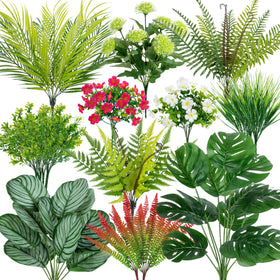 Besteek outdoor artificial fern stems add lifelike greenery for porch decor
