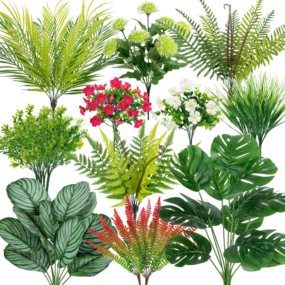 Besteek outdoor artificial fern stems add lifelike greenery for porch decor