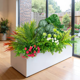 Besteek window box display artificial plants bring vibrant, maintenance-free greenery