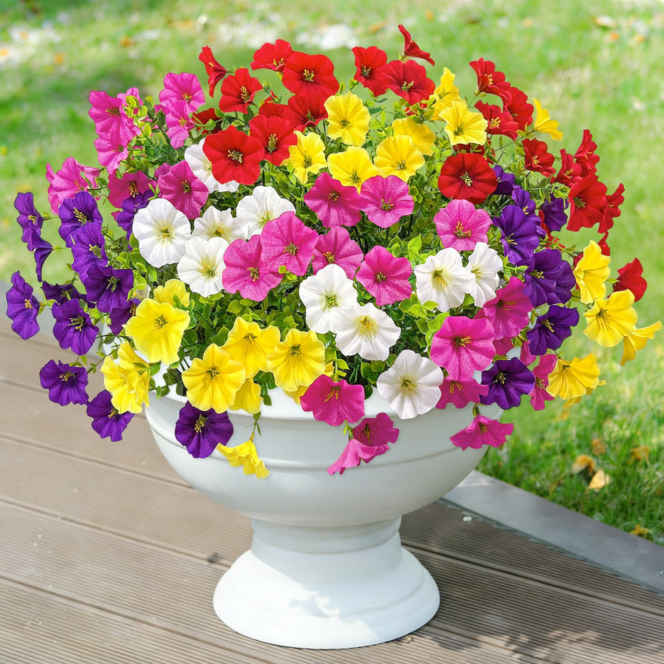 Besteek 20-pack outdoor artificial flowers show morning glory bundles for vibrant garden decor