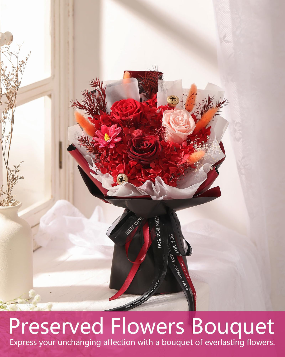BestFlower Eternal bouquet in red evokes romance and gifting